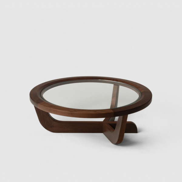 1 WoodBee Craft Solid Wood Base with Round Glass Top Coffee Table