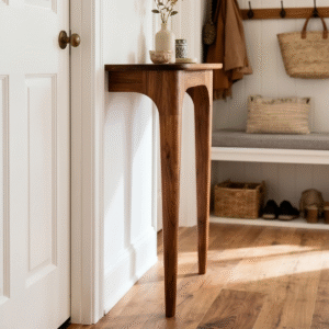1 Mid-century modern narrow wooden console table with arched legs for entryway by WoodBee Craft