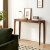 1 Mid-century modern solid wood entryway console table with dual drawers and tapered legs by WoodBee Craft