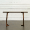 Modern minimalist console table with architectural geometric flared legs for entryway by WoodBee Craft