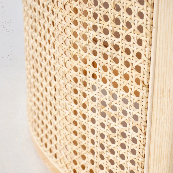 WoodBee Craft Round Wood Coffee Table with Rattan Storage