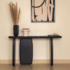 1 WoodBee Craft Black Wood Console Table with Modern Architectural Base