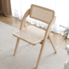 1 Japandi style solid wood dining chair with natural cane seat and backrest by WoodBee Craft