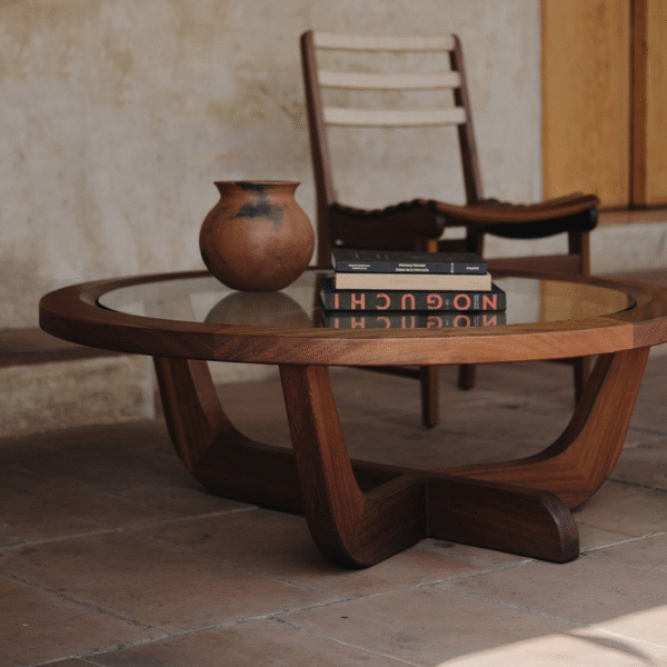 10 WoodBee Craft Solid Wood Base with Round Glass Top Coffee Table