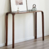 2 Mid-century modern slim solid wood console table with integrated curved arch legs for entryway by WoodBee Craft