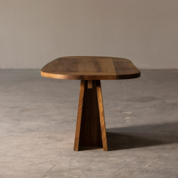 2 WoodBee Crafts Solid Wood Dining Table with Modern Pedestal Base
