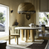 2 WoodBee Craft Round Wood Dining Table with Column Legs