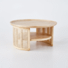 WoodBee Craft Round Wood Coffee Table with Rattan Storage