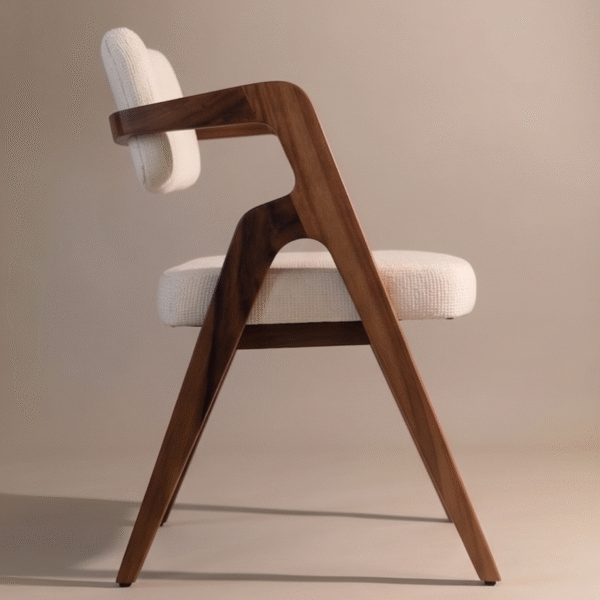 2 Woodbee Craft Mid Century Modern Dining Chair with Wood Arms
