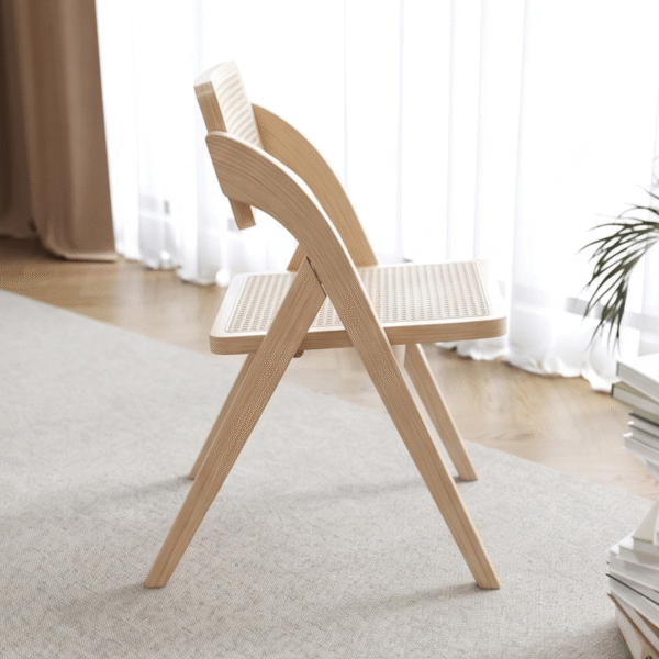 2 Woodbee Craft Solid Wood Dining Chair with Cane Seat | Japandi Style