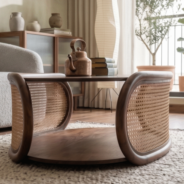 3 WoodBee Craft "The Aura Oval" Premium Oval Rattan Coffee Table