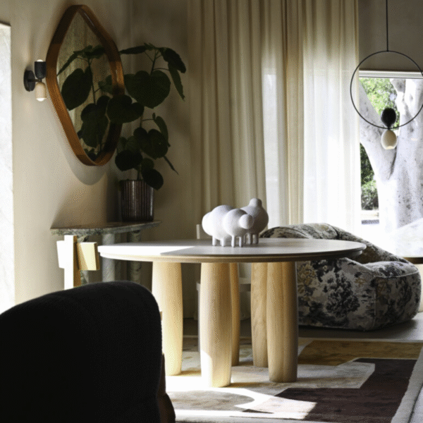 3 WoodBee Craft Round Wood Dining Table with Column Legs
