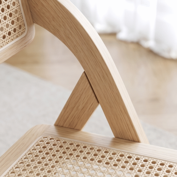 3 Woodbee Craft Solid Wood Dining Chair with Cane Seat | Japandi Style