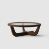3 WoodBee Craft Solid Wood Base with Round Glass Top Coffee Table