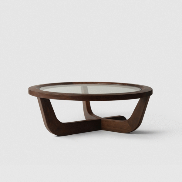 3 WoodBee Craft Solid Wood Base with Round Glass Top Coffee Table