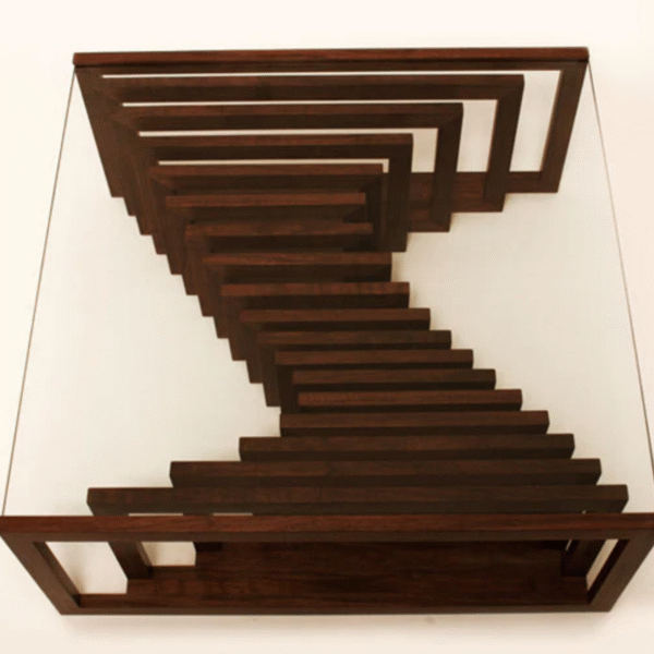 WoodBee Craft Nautilus Wave Coffee Table with Glass Top