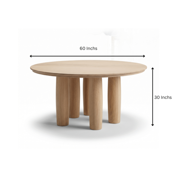 4 WoodBee Craft Round Wood Dining Table with Column Legs