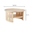 WoodBee Craft Round Wood Coffee Table with Rattan Storage