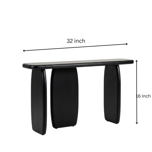 4 WoodBee Craft Black Wood Console Table with Modern Architectural Base