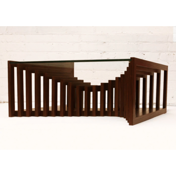 WoodBee Craft Nautilus Wave Coffee Table with Glass Top