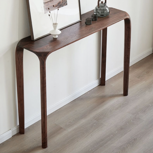 4 WoodBee Craft "The Meridian Curve" Slim Solid Wood Console Table