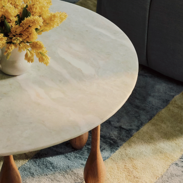4 WoodBee Craft "The Droplet" Premium Round Wooden Center Table