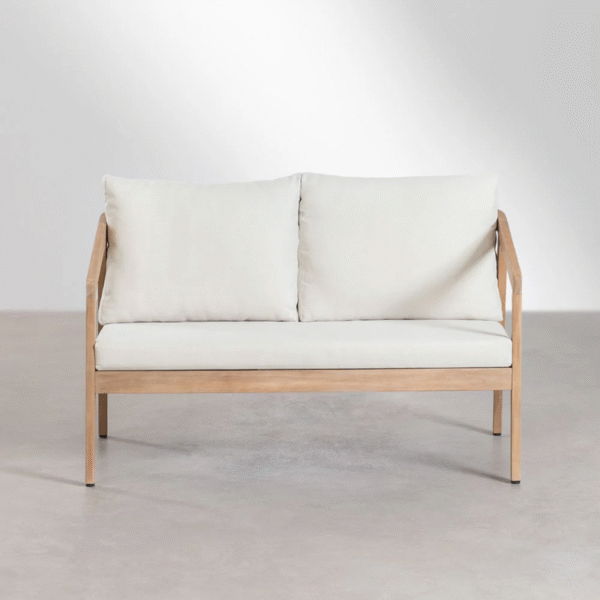 5 WoodBee Craft "The Solace Tandem" Premium Modern Minimalist Wood Loveseat