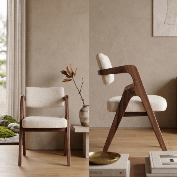 6 Woodbee Craft Mid Century Modern Dining Chair with Wood Arms