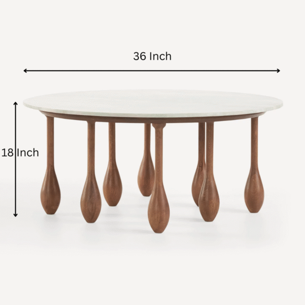 6 WoodBee Craft "The Droplet" Premium Round Wooden Center Table