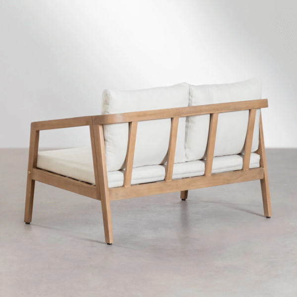 6 WoodBee Craft "The Solace Tandem" Premium Modern Minimalist Wood Loveseat