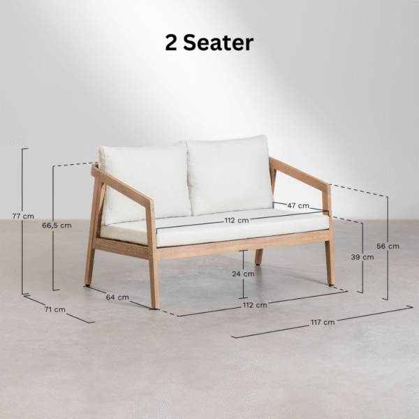 9 WoodBee Craft "The Solace Tandem" Premium Modern Minimalist Wood Loveseat