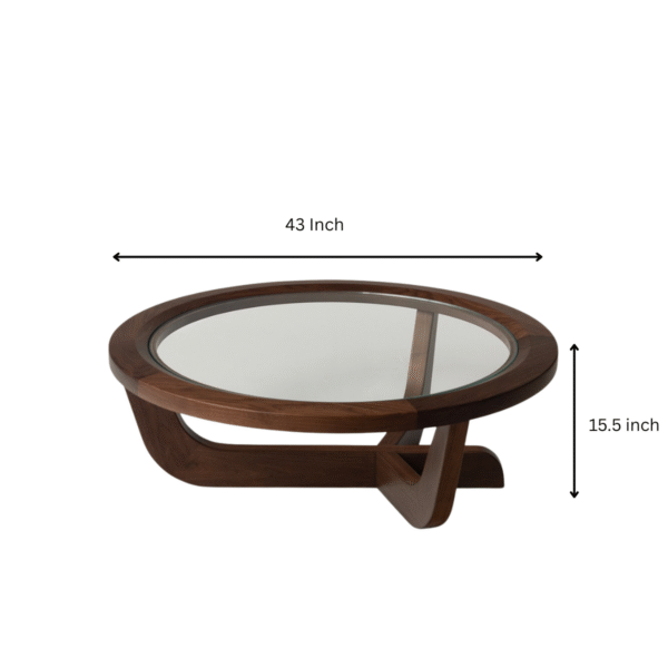 WBC-CT-017 WoodBee Craft Solid Wood Base with Round Glass Top Coffee Table
