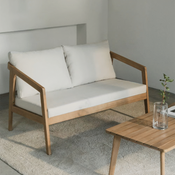 WBC-SO-010 WoodBee Craft "The Solace Tandem" Premium Modern Minimalist Wood Loveseat