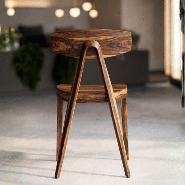 1 Mid-century modern solid sheesham wood dining chair with architectural backrest by WoodBee Craft