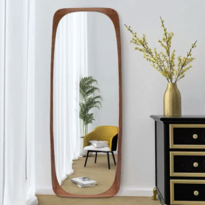 1 Modern minimalist solid wood full length mirror with rounded rectangular frame by WoodBee Craft