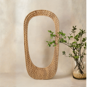 1 Modern farmhouse solid mango wood wall mirror with hand-carved hammered textured frame by WoodBee Craft