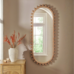 1 Modern farmhouse beaded full length wall mirror with capsule bobbin frame by WoodBee Craft