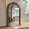 Modern minimalist arched full length floor mirror with handcrafted light wood frame by WoodBee Craft