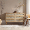 WoodBee Craft "The Rattan Horizon Double" Premium Natural Cane Dresser 6 Drawer