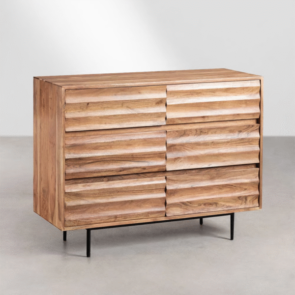 WoodBee Craft "The Terra Groove" Premium Rustic Mango Wood Dresser