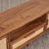 WoodBee Craft Solid Wood TV Cabinet with Cane Doors | Handcrafted