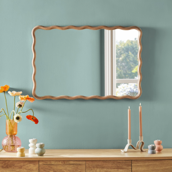 WoodBee Craft Undulation Wavy Wooden Wall Mirror
