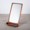 Mid-century modern wooden wall mirror with integrated vanity pocket storage shelf by WoodBee Craft