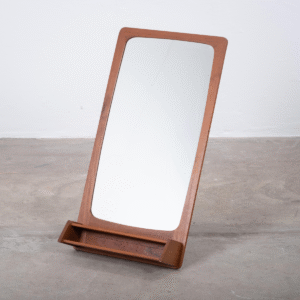 2 Mid-century modern wooden wall mirror with integrated vanity pocket storage shelf by WoodBee Craft