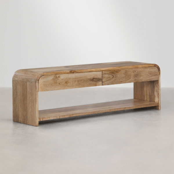 WoodBee Craft "The Cascade" Premium Low Profile Wooden TV Stand