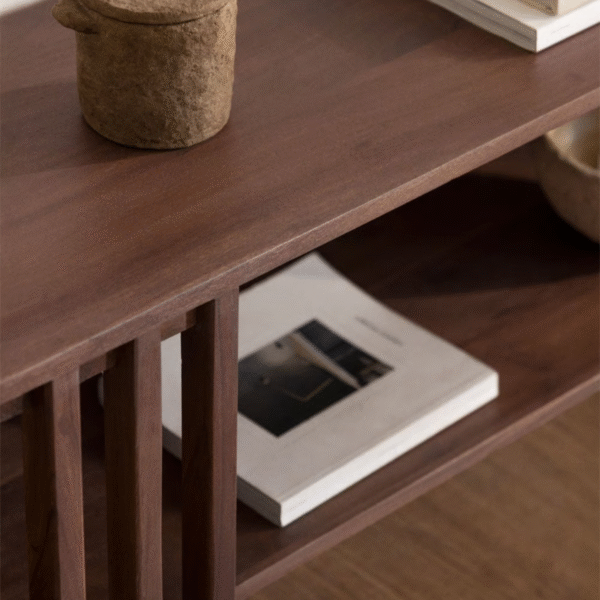 WoodBee Craft "The Horizon Capsule" Premium Slatted Media Console Table