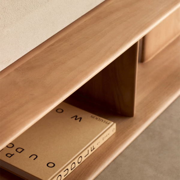 WoodBee Craft "The Arc Low-Line" Premium Minimalist Wooden Media Console