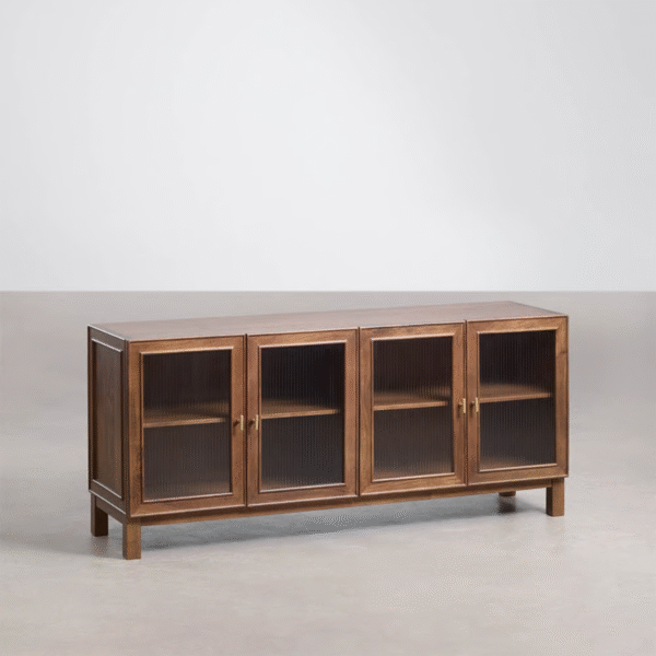 WoodBee Craft "The Lumina" Premium Reeded Glass Sideboard