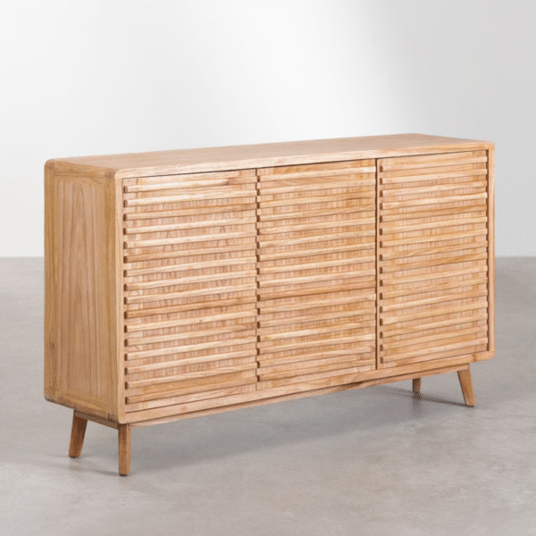 WoodBee Craft "The Horizon Slate" Premium Slatted Wood Sideboard Buffet