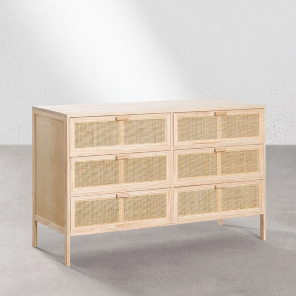 2 WoodBee Craft "The Rattan Horizon" Premium Boho Cane Chest of Drawers